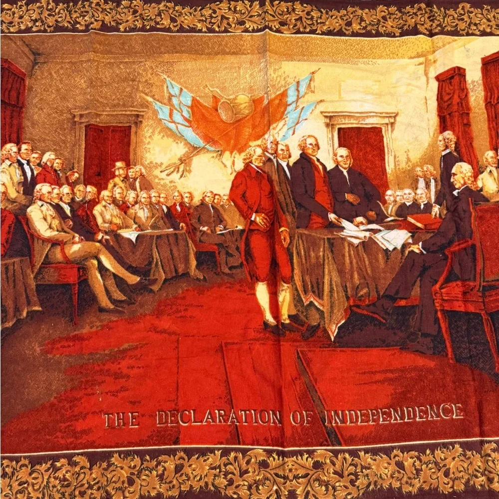 Vintage Tapestry The Declaration of Independence Historical Scene Large 55”x38”